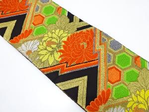 アンティーク　亀甲繋ぎに菊模様織り出し袋帯（着用可）